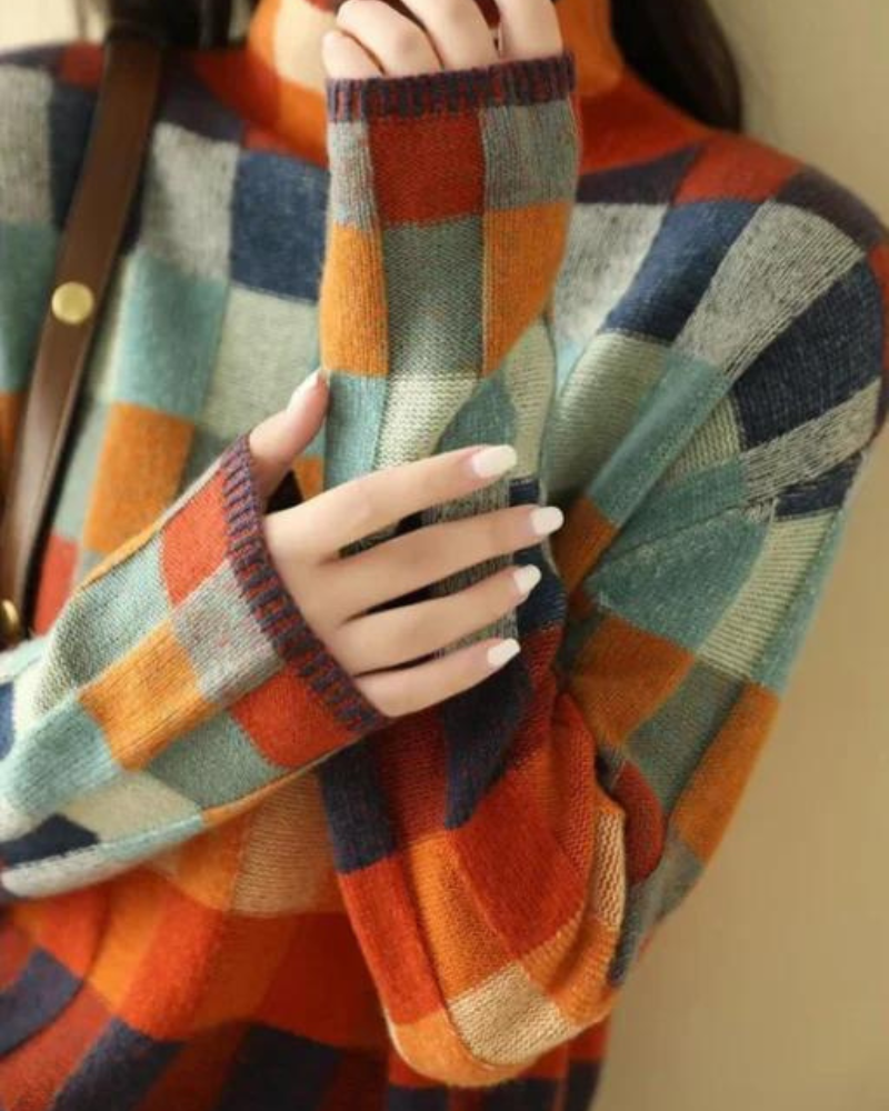 Elysea™ Madi | Luxury Patchwork Turtleneck