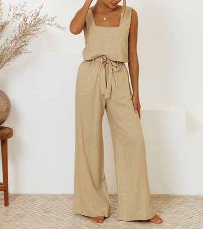 Elysea™ Megan | Minimalist Top and Wide Pants Set