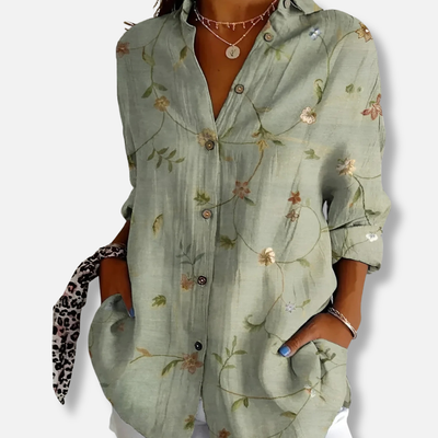 Elysea™ Maia | Floral Wave Cotton Blouse