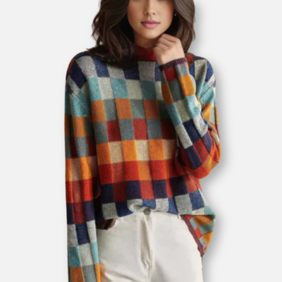 Elysea™ Madi | Luxury Patchwork Turtleneck