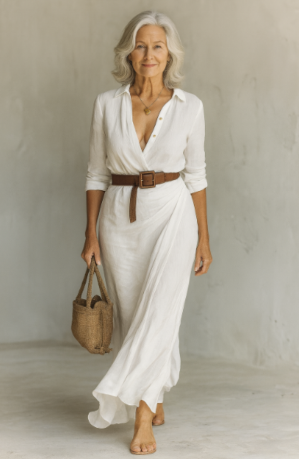 Elysea™ Maggie | Elegant Dress with Belt and Classic Lapel Collar