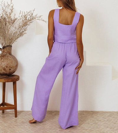 Elysea™ Megan | Minimalist Top and Wide Pants Set