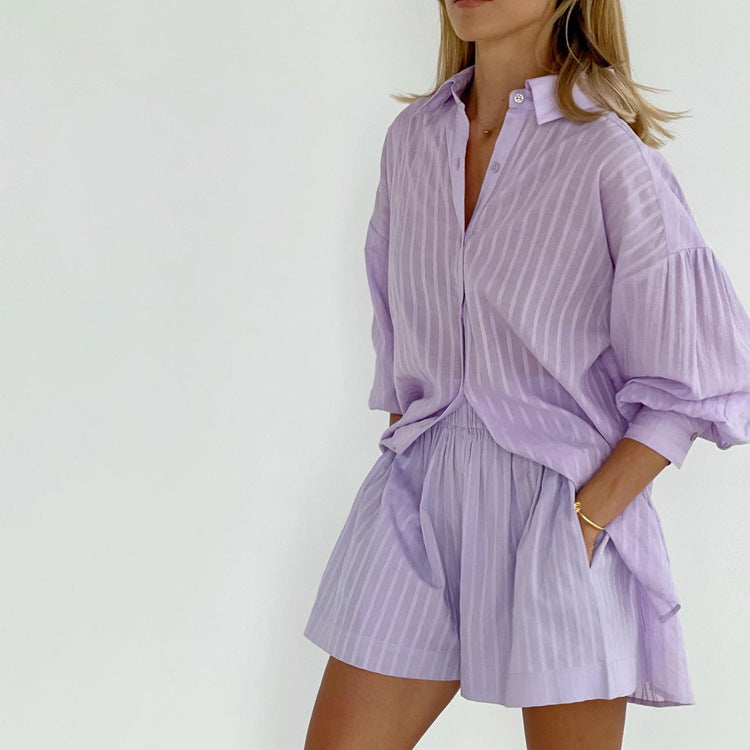 Elysea™ Viola | Breezy button-up and shorts set