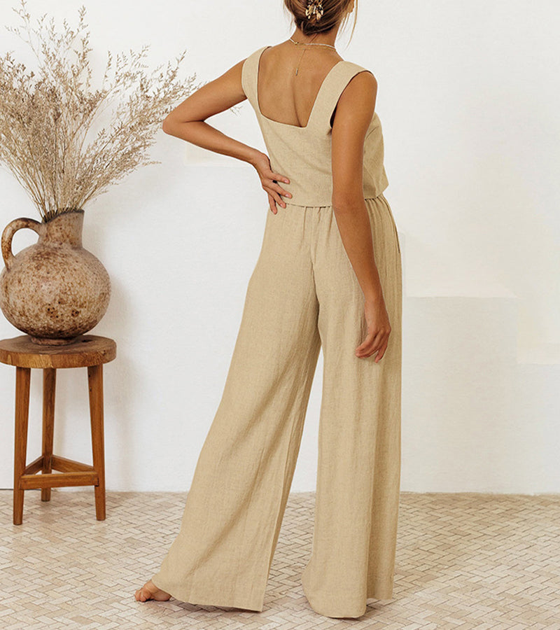 Elysea™ Megan | Minimalist Top and Wide Pants Set