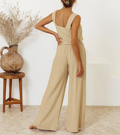 Elysea™ Megan | Minimalist Top and Wide Pants Set