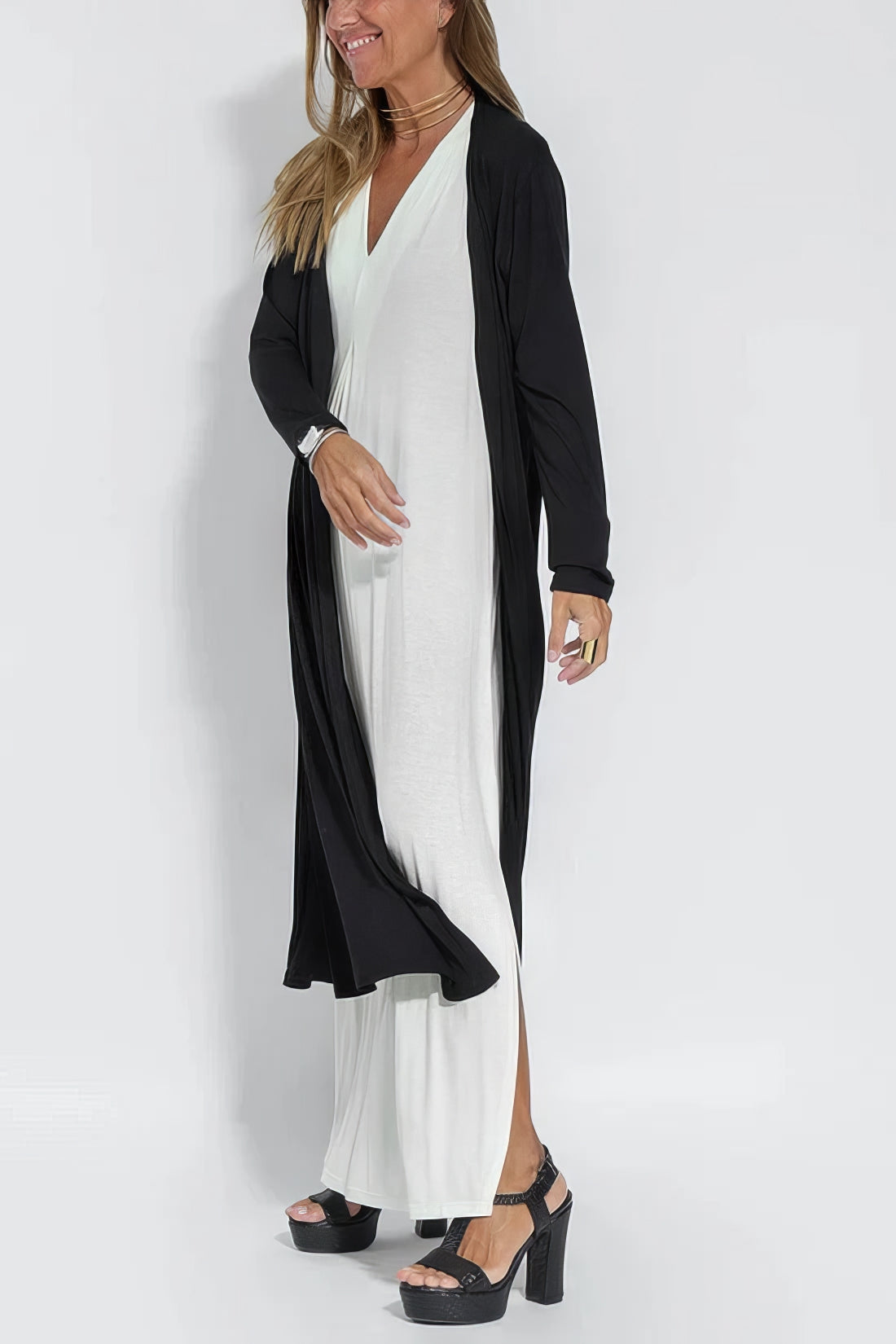 Elysea™ | Elegant Long Dress + Matching Cardigan
